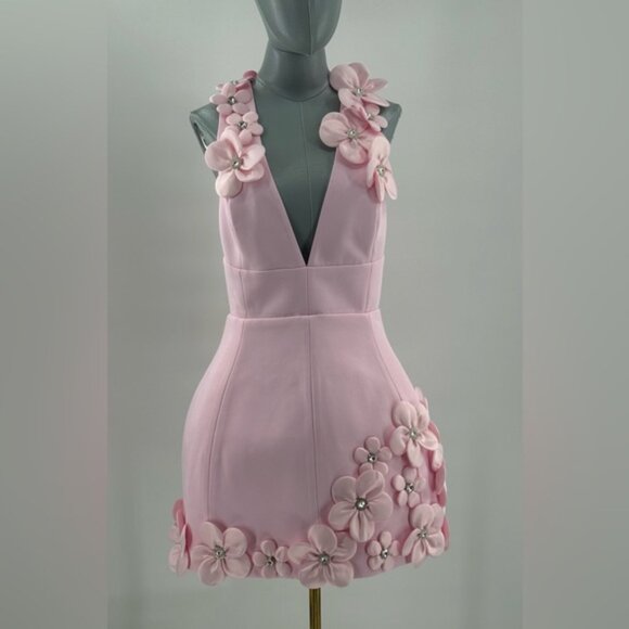 🆕 BRONX & BANCO 🧿 NWOT Estelle Floral Mini Dress, Blush Pink - Sz M US 6 - Picture 6 of 17